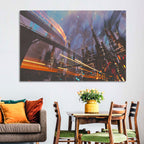 Futuristic Industrial Cityscape Wall Art