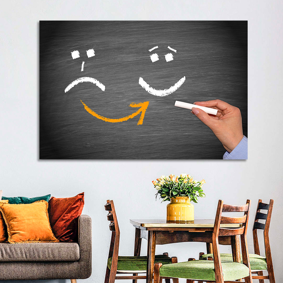 Chalkboard Mood Shift Smiley Arrow Wall Art
