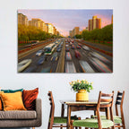 Beijing Sunset Traffic Streaks Wall Art