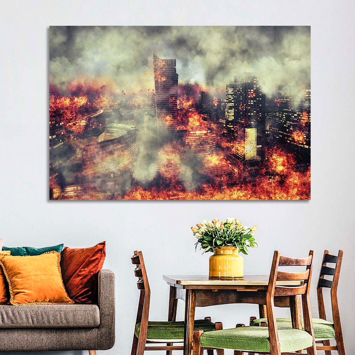 Warsaw Spire Burning City Abstract Wall Art