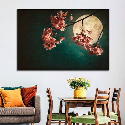 Sakura Flowers & Moon Wall Art
