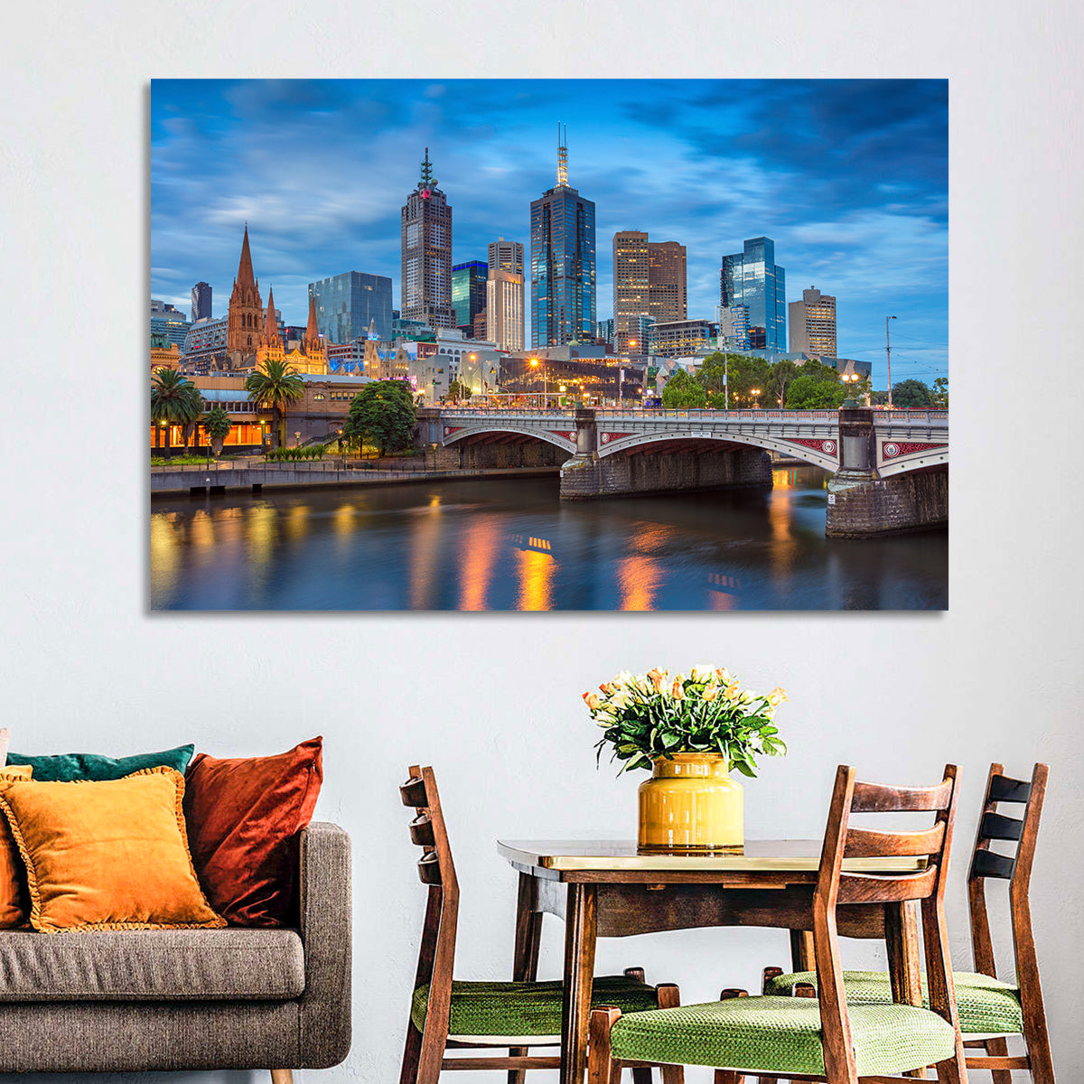 Melbourne Blue Hour Skyline Wall Art