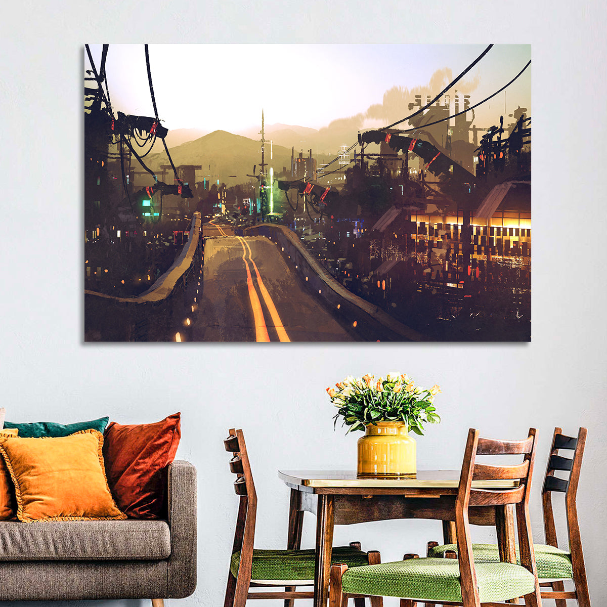 Futuristic Highway at Dusk Wall Art