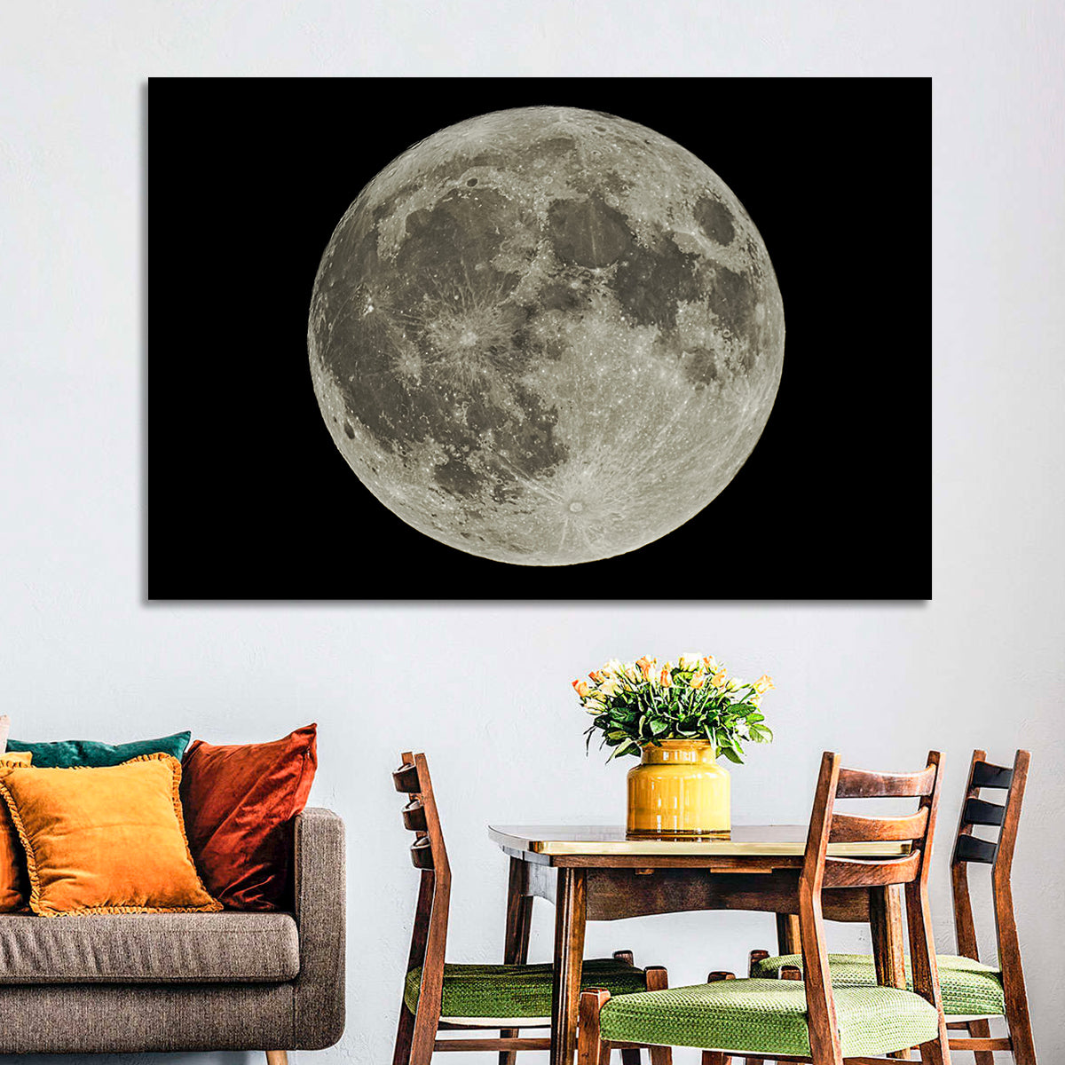Full Moon with Tycho Rays Wall Art in a room, landscape