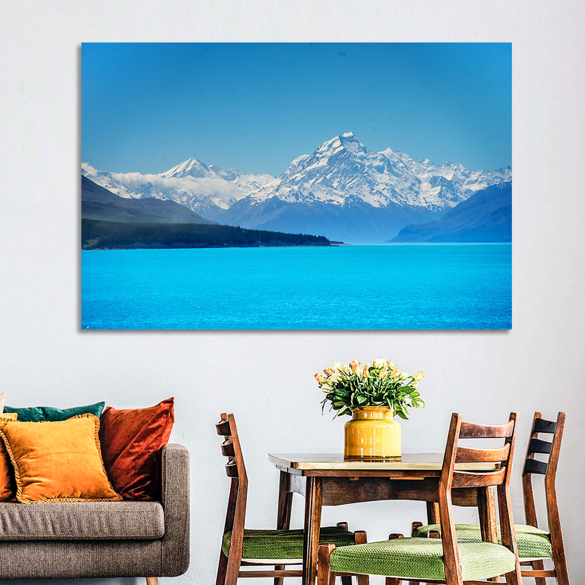 Aoraki Over Lake Pukaki Wall Art in a room, landscape