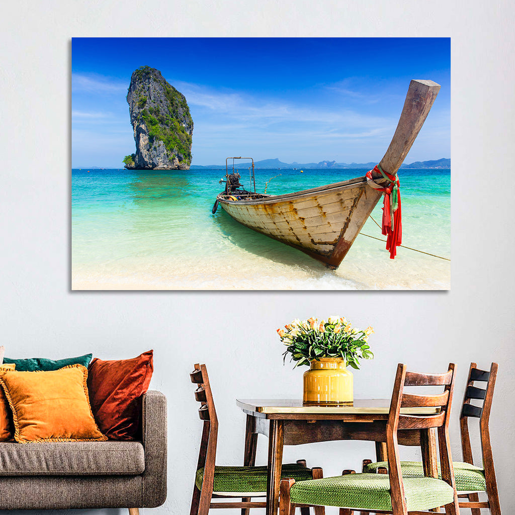Krabi Longtail Boat Seascape Wall Art