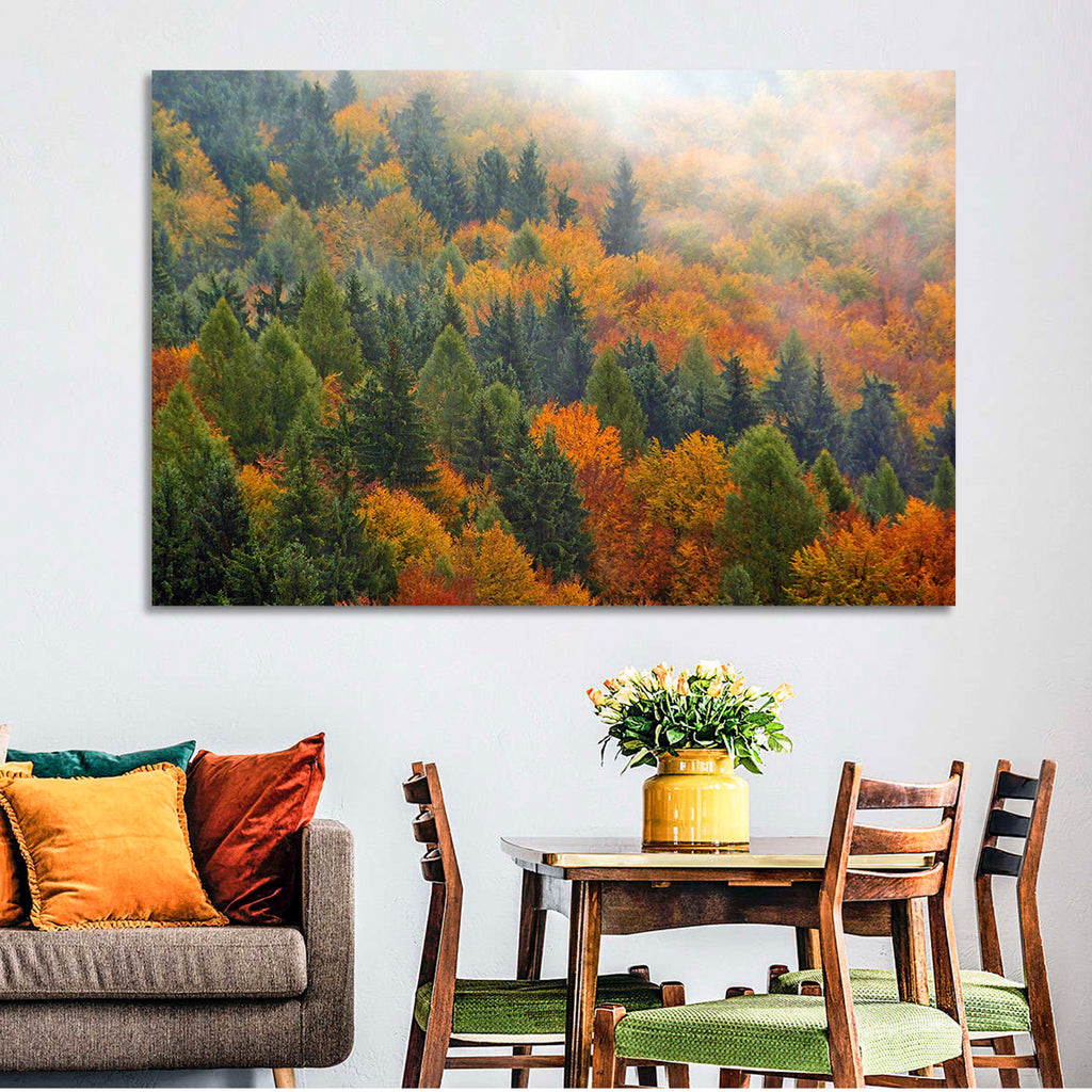 Misty Autumn Forestscape Wall Art