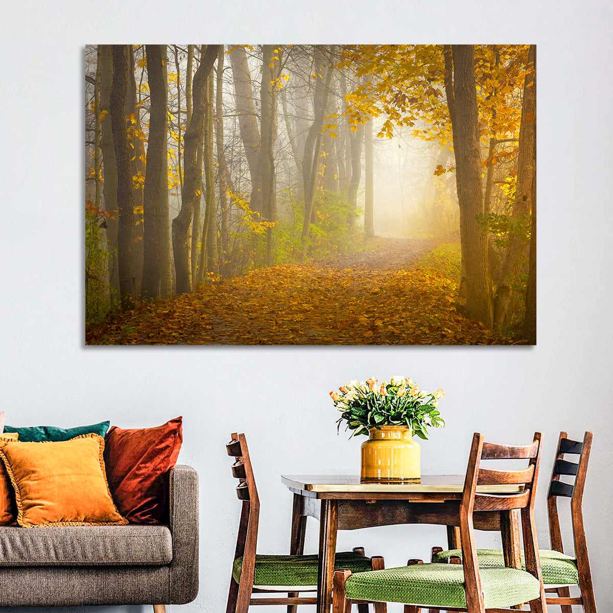 Cuyahoga Valley Autumn Path Wall Art in a room, landscape