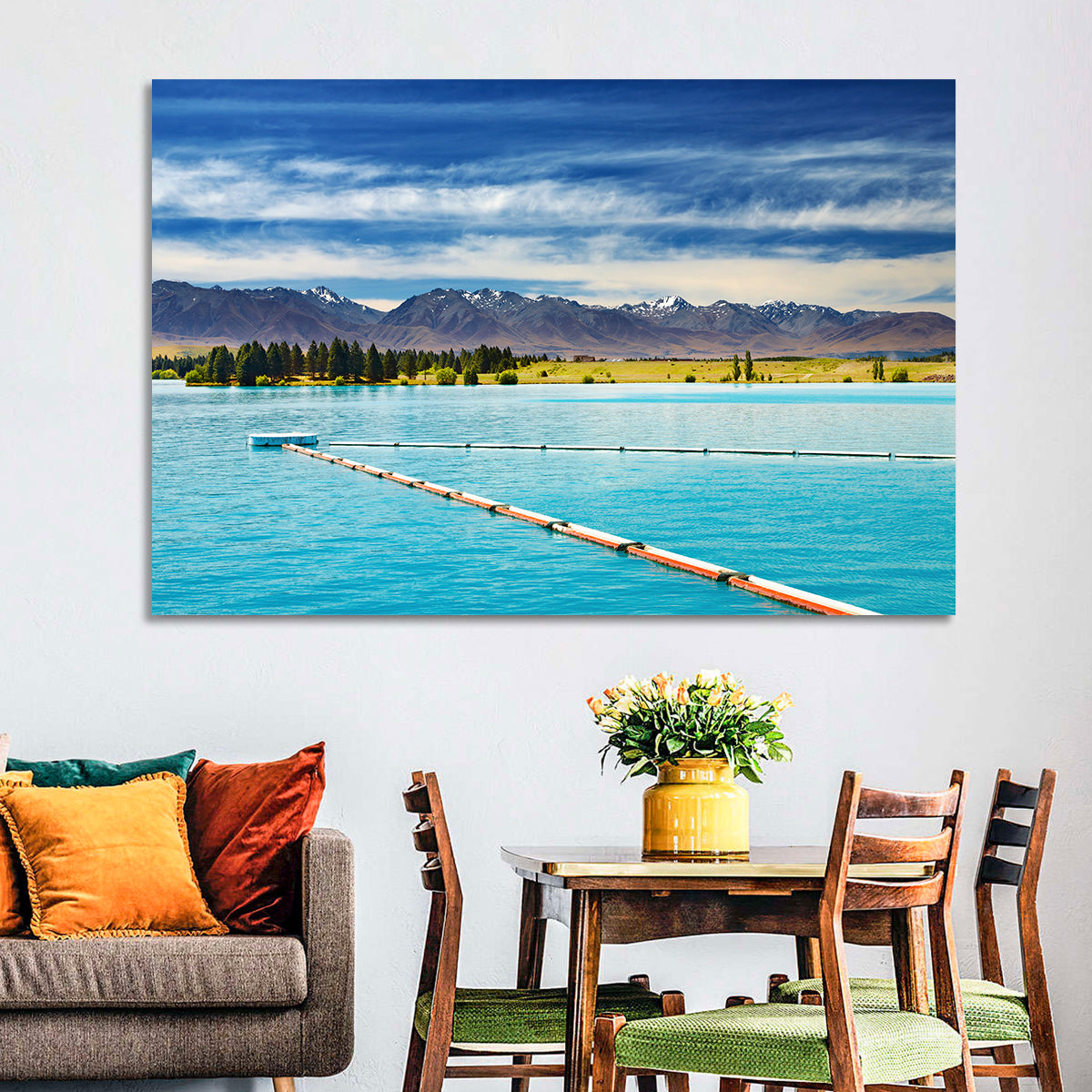 Lake Ruataniwha Landscape Wall Art in a room, landscape
