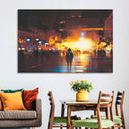 Futuristic Neon Cityscape Wall Art