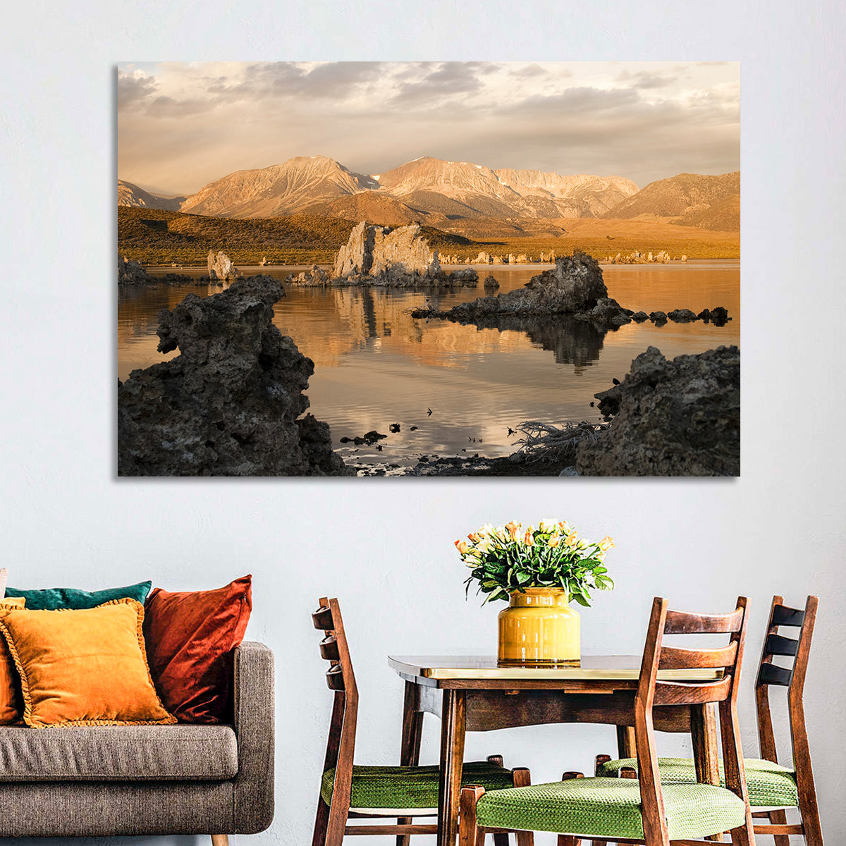 Mono Lake Tufa at Golden Hour Wall Art in a room, landscape