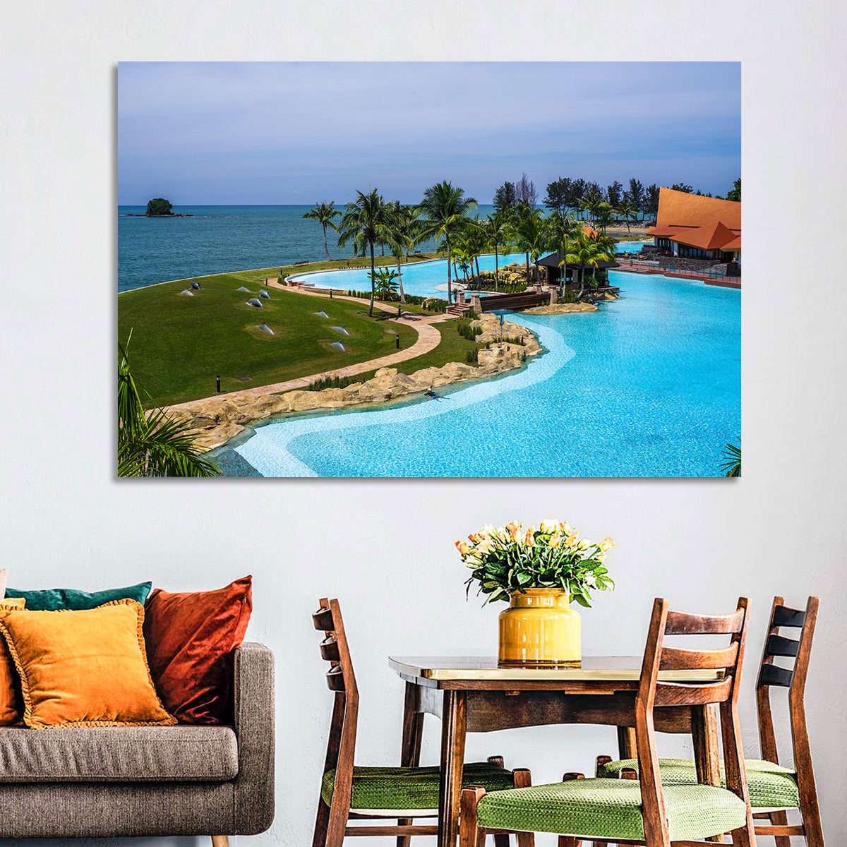 Tiered Resort Pool Horizon Wall Art