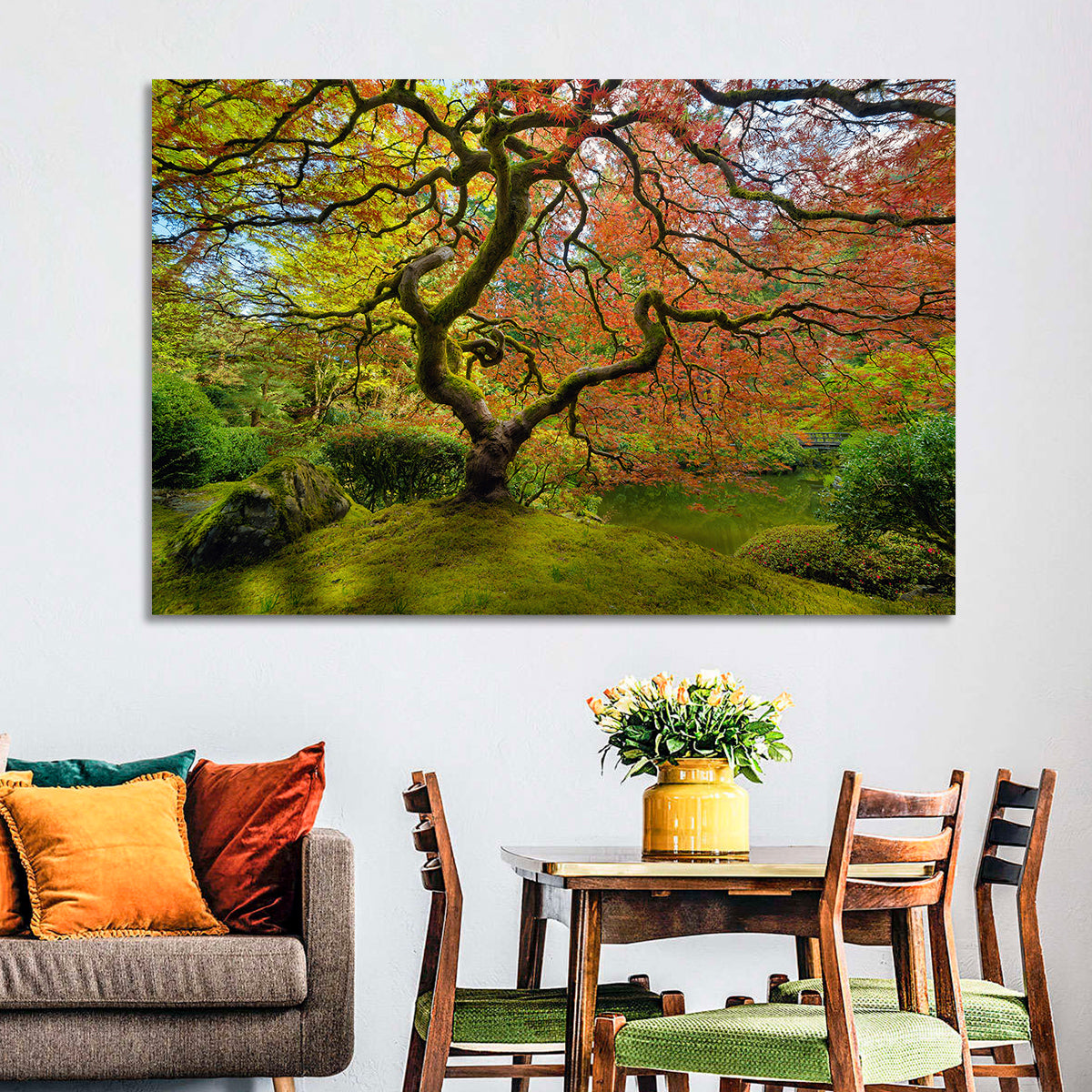 Gnarled Japanese Maple by Garden Pond Wall Art