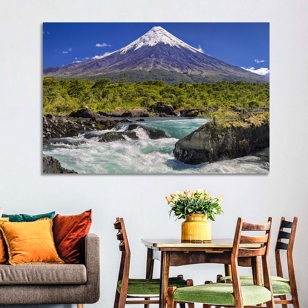 Osorno Volcano Over Petrohue Rapids Wall Art