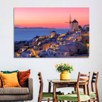 Oia Windmills at Dusk Wall Art