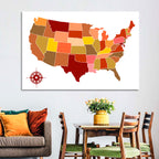 Stylized United States Map Wall Art