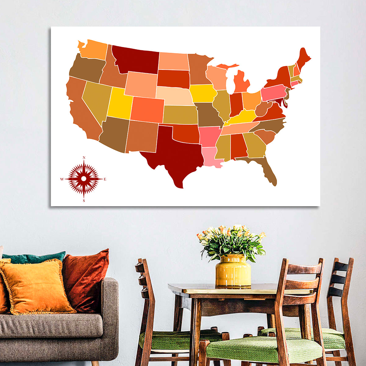 Stylized United States Map Wall Art