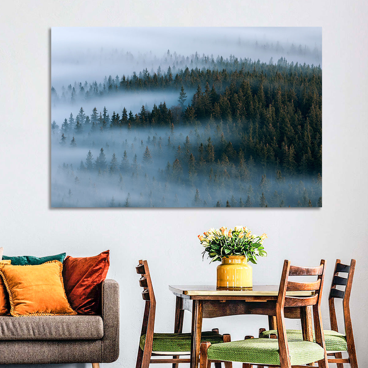 Morning Mist Over Pine Valley Wall Art
