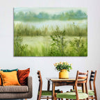 Misty River Meadow Watercolor Wall Art