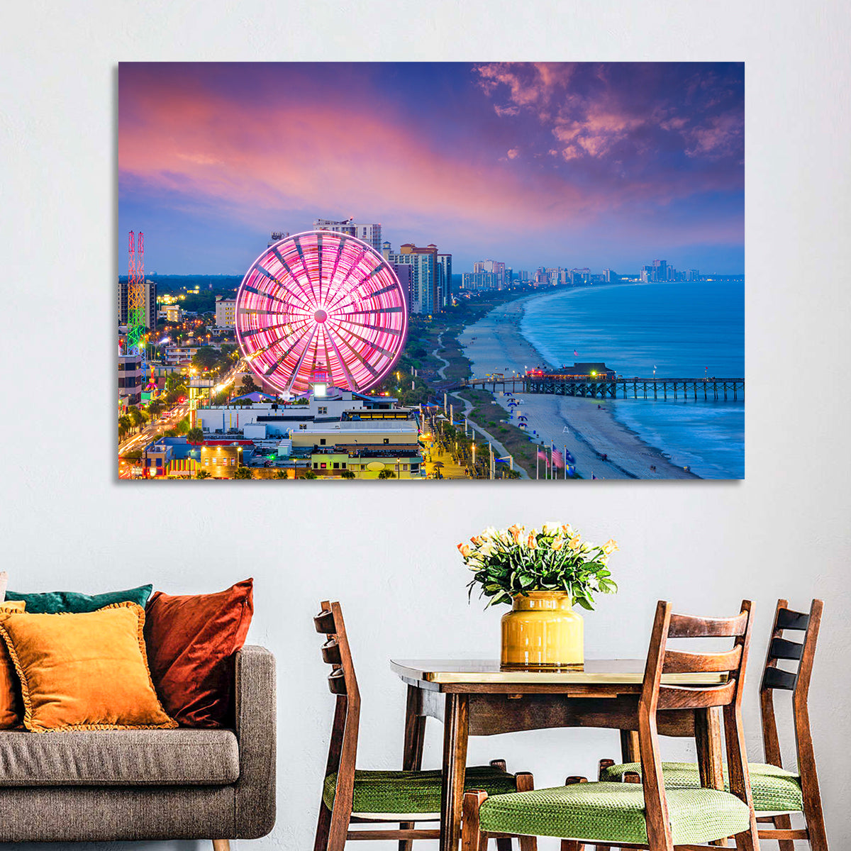 Myrtle Beach Skywheel at Twilight Wall Art in a room, landscape