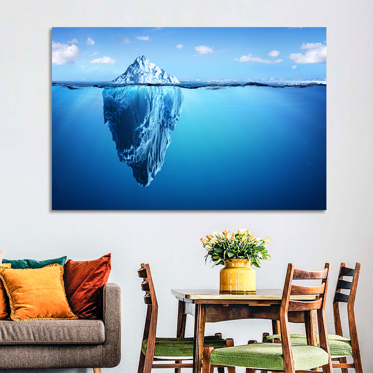 Split-level Iceberg Wall Art in a room, landscape
