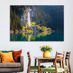 Lake Oeschinen Waterfall Reflection Wall Art