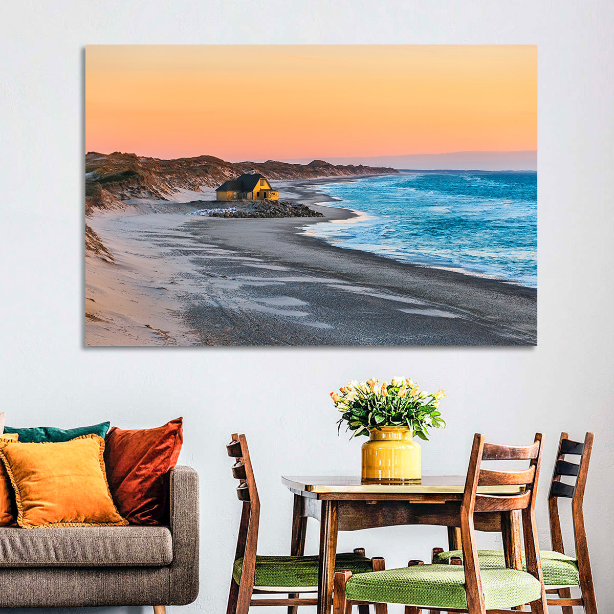 Gammel Skagen Beach House Wall Art in a room, landscape