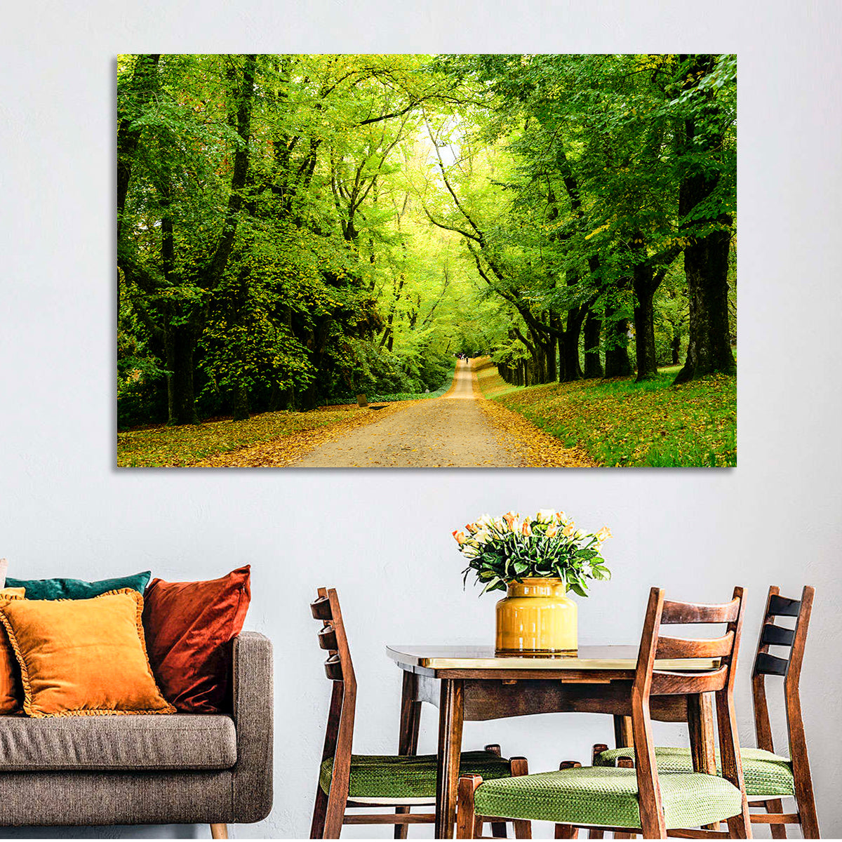 Sunlit Forest Pathway Wall Art