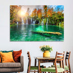 Autumn Waterfalls at Plitvice Lakes Wall Art