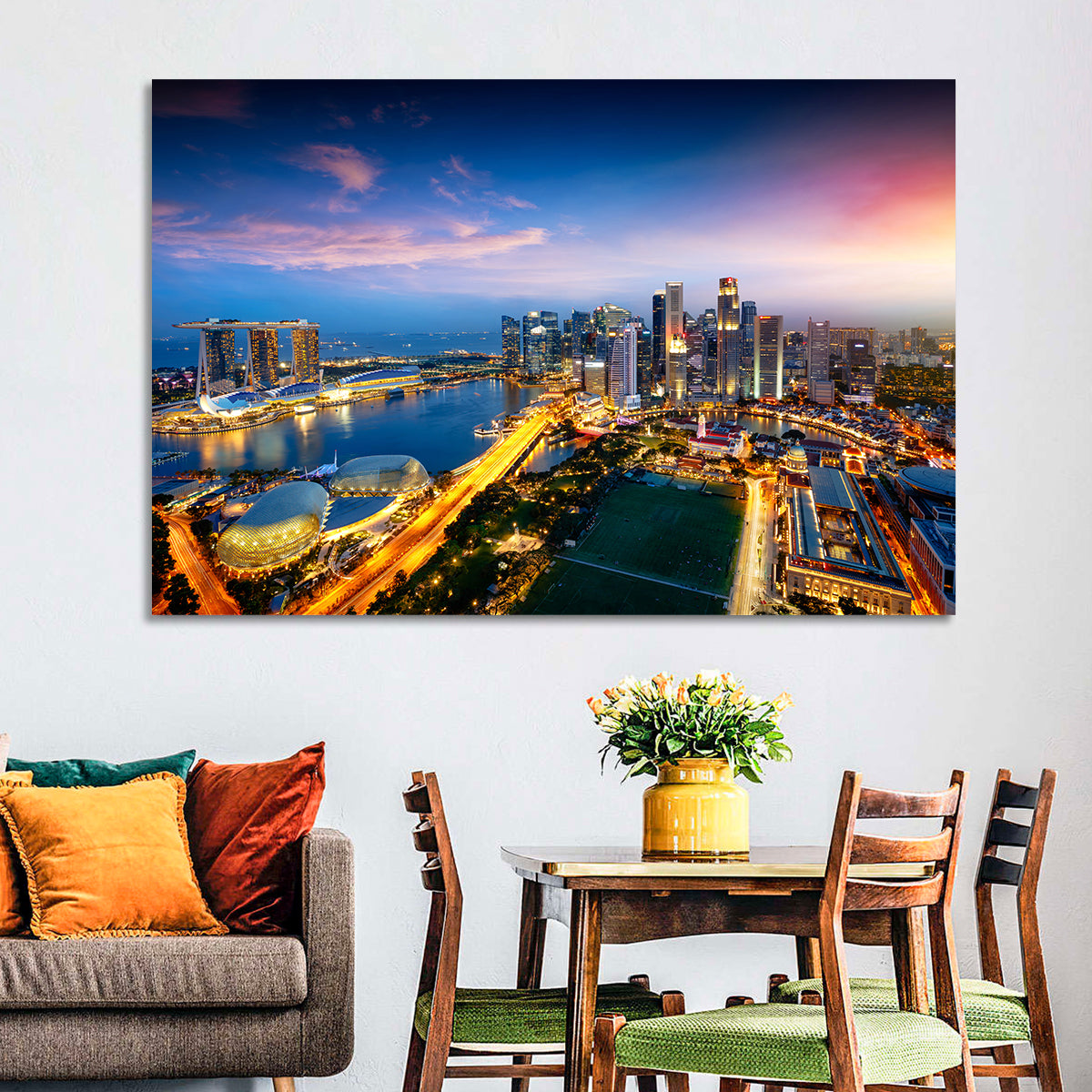 Marina Bay Twilight Singapore Wall Art in a room, landscape
