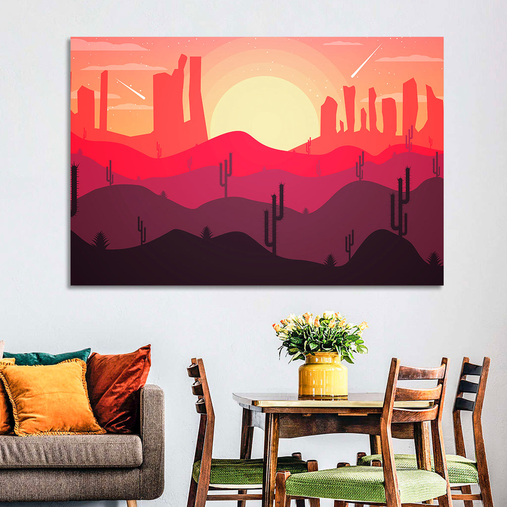 Sunset Desert Cacti Wall Art