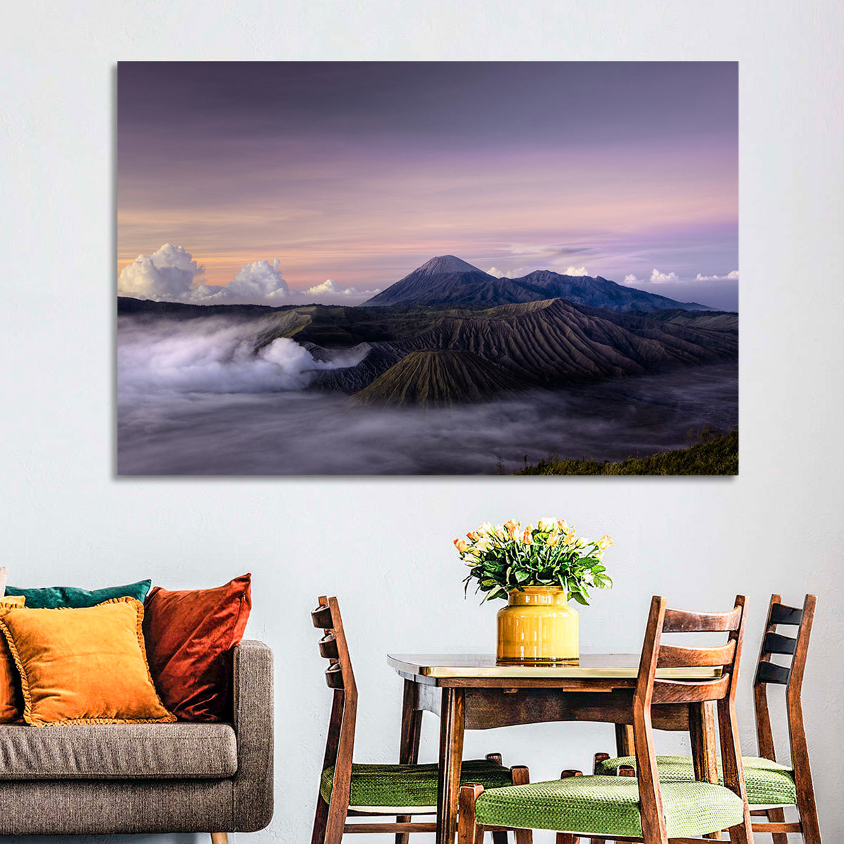 Mount Bromo at Dawn Wall Art in a room, landscape