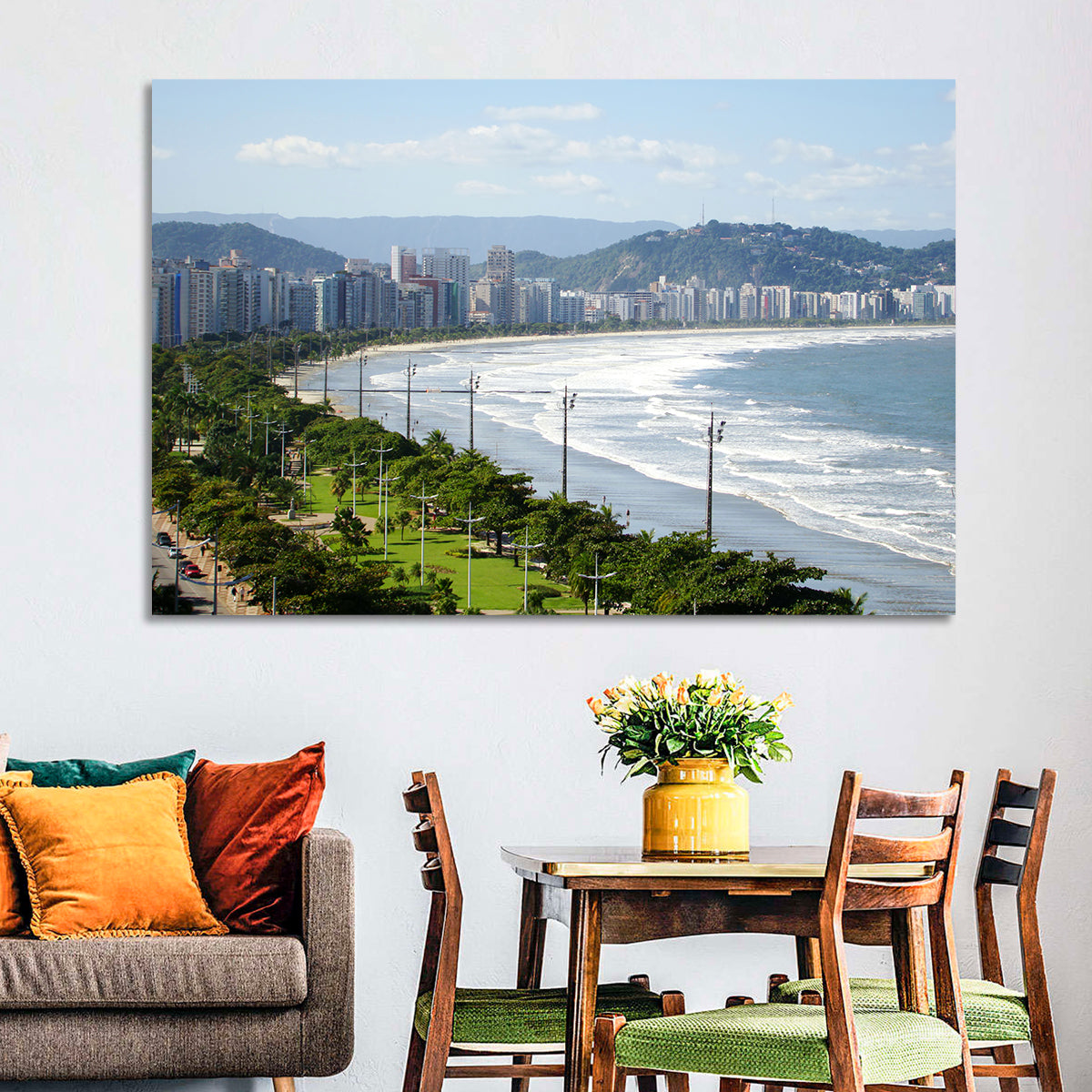 Santos Beach Promenade Wall Art in a room, landscape