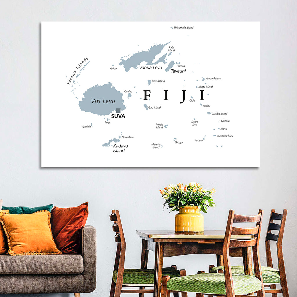 Fiji Islands Political Map Wall Art
