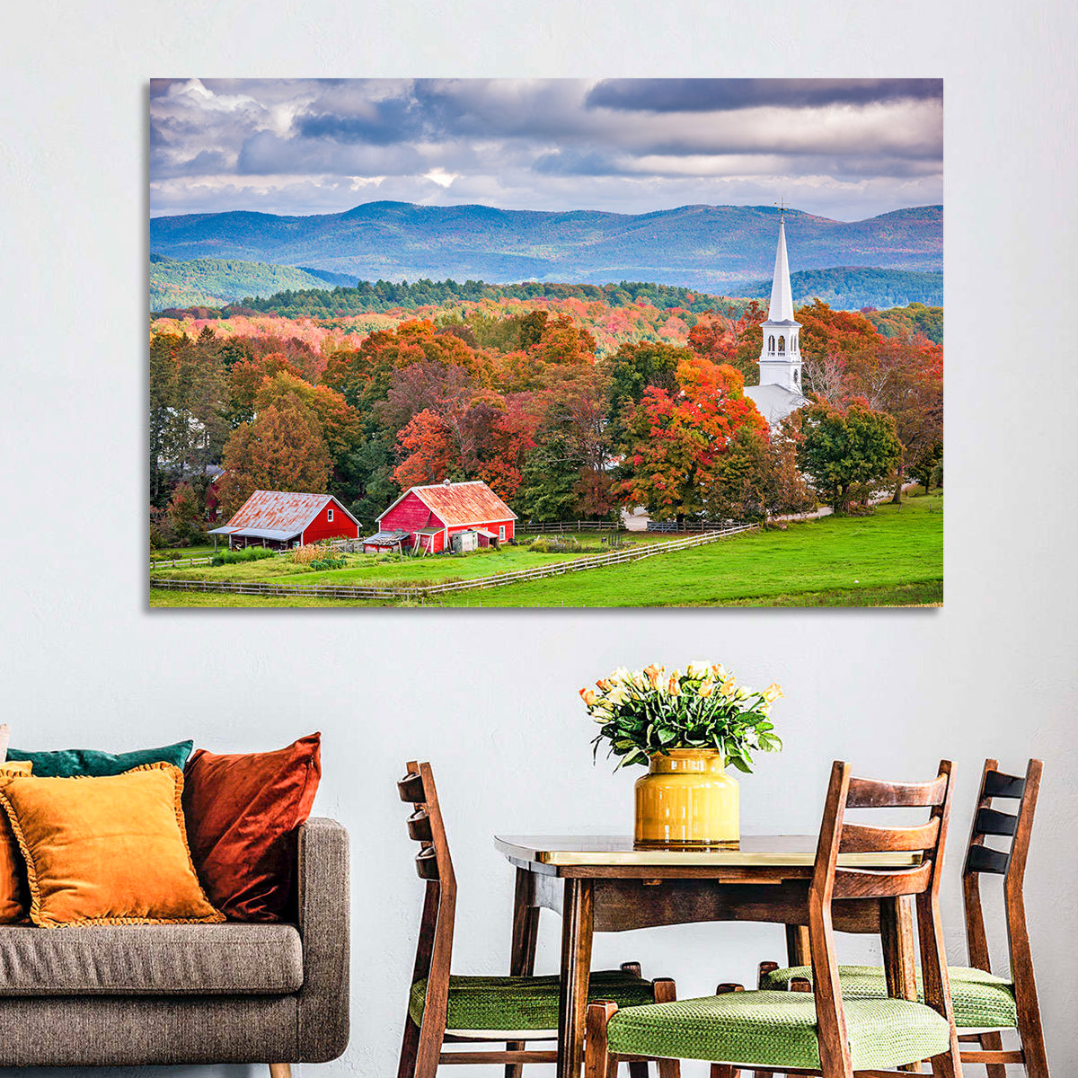 Peacham Autumn Pasture Wall Art in a room, landscape