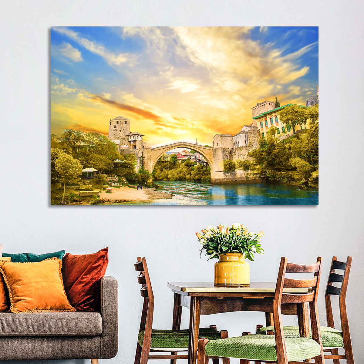 Stari Most at Sunset Wall Art