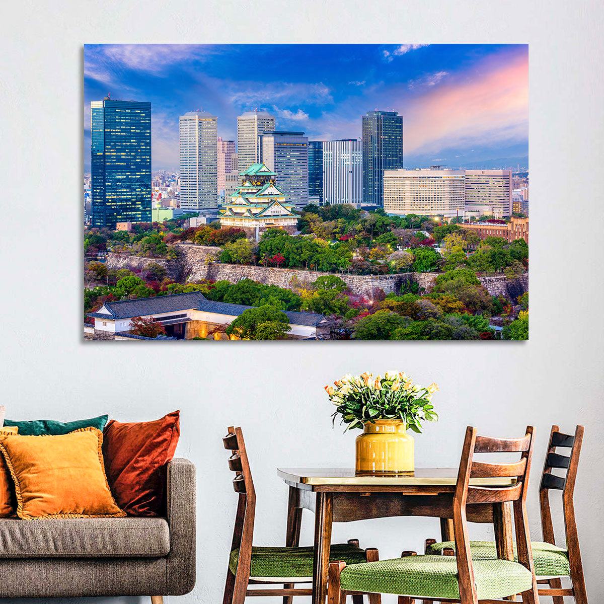 Osaka Castle Skyline at Dusk Wall Art