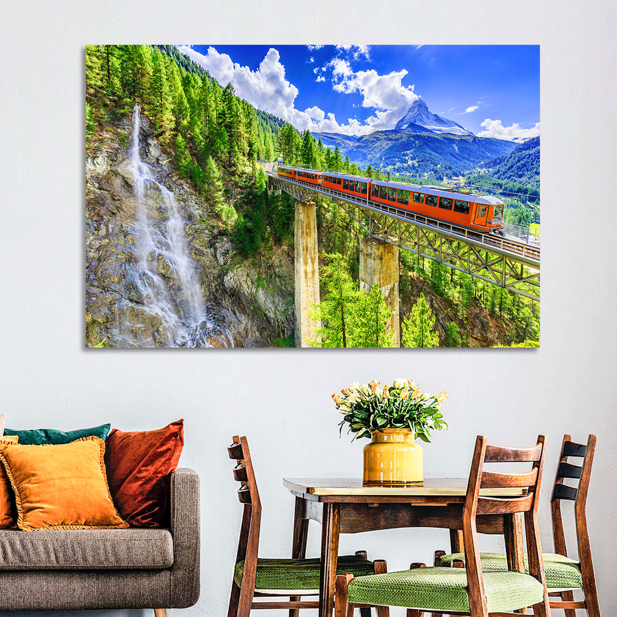 Gornergrat Tourist Train Wall Art in a room, landscape