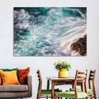 Silky Teal Ocean Waves Wall Art