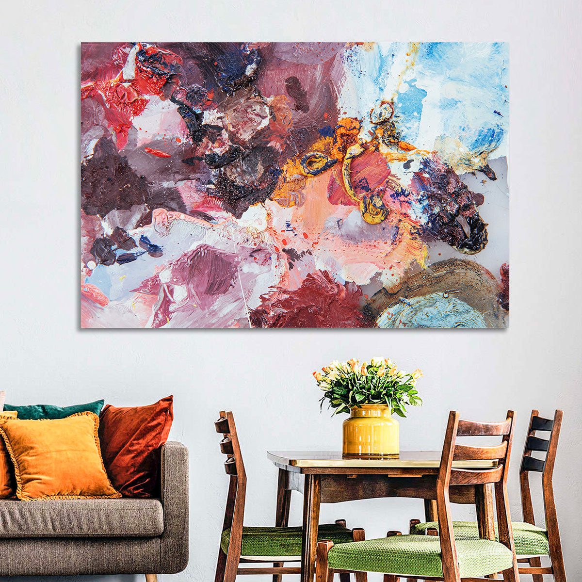 Impasto Color Swirl Abstract Wall Art