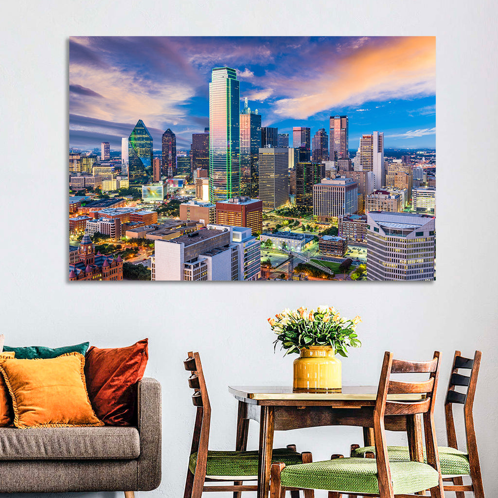 Dallas Twilight Skyline Wall Art