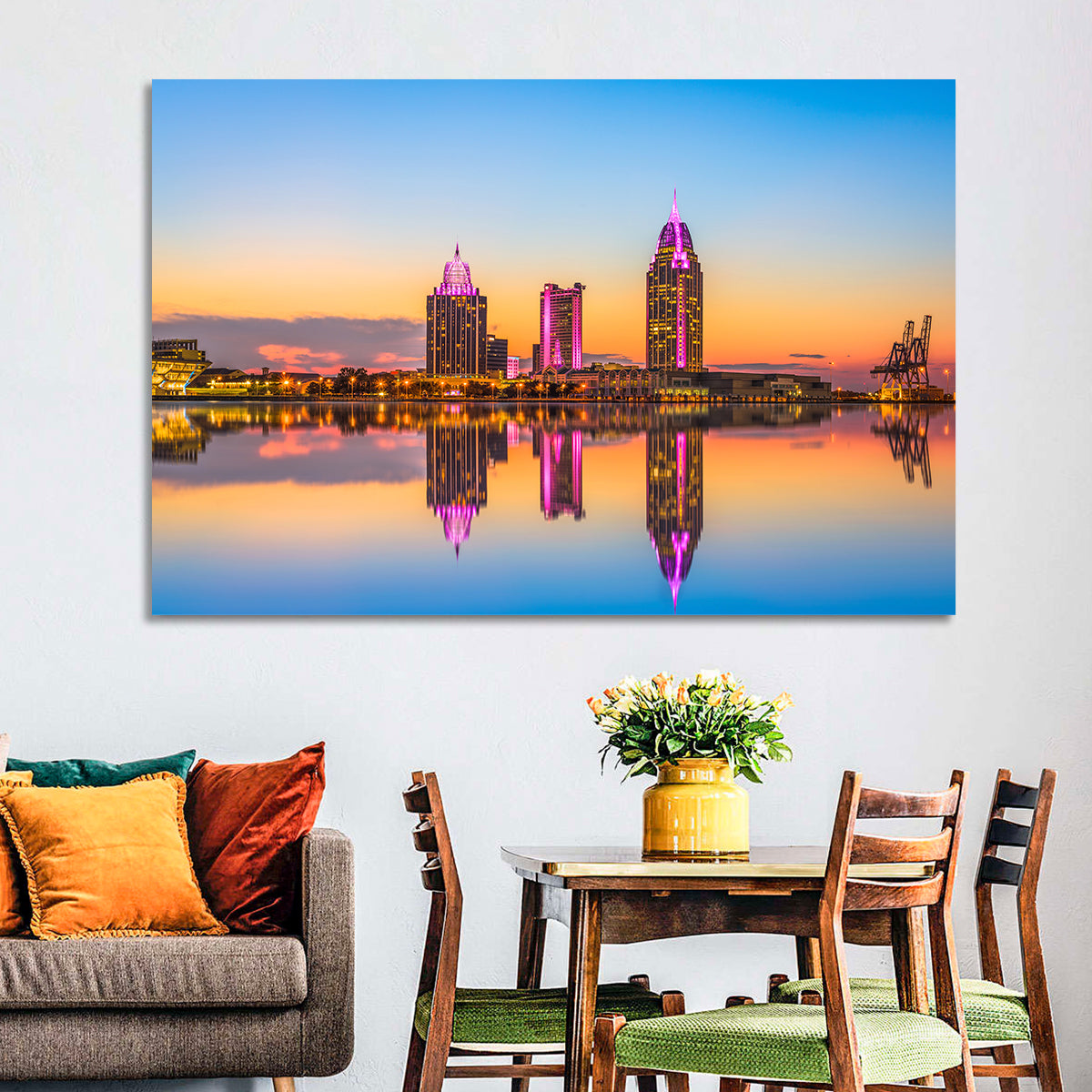 Mobile Alabama Sunset Skyline Wall Art