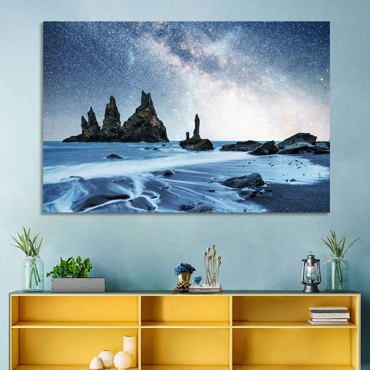 Reynisdrangar Sea Stacks Night Wall Art