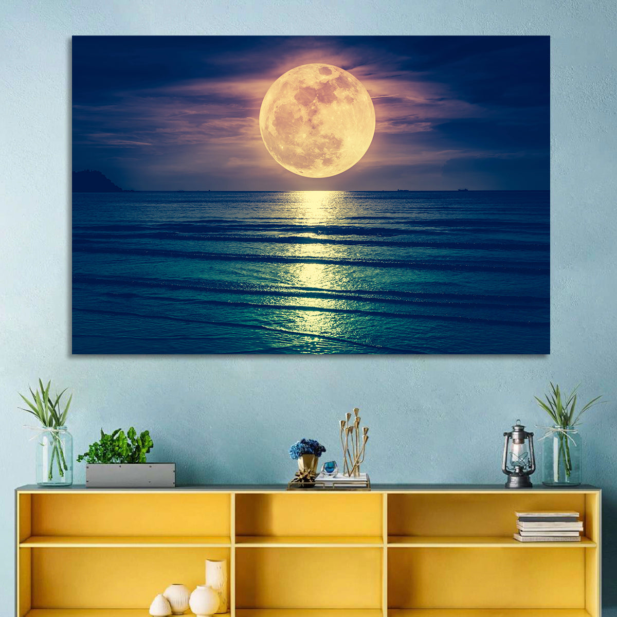 Supermoon Over Calm Sea Wall Art