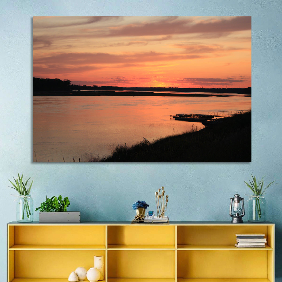 Missouri River Sunset at Dusk Wall Art