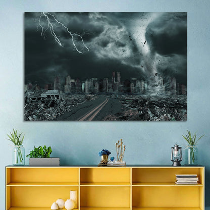 Tornado in Destroyed City Wall Art