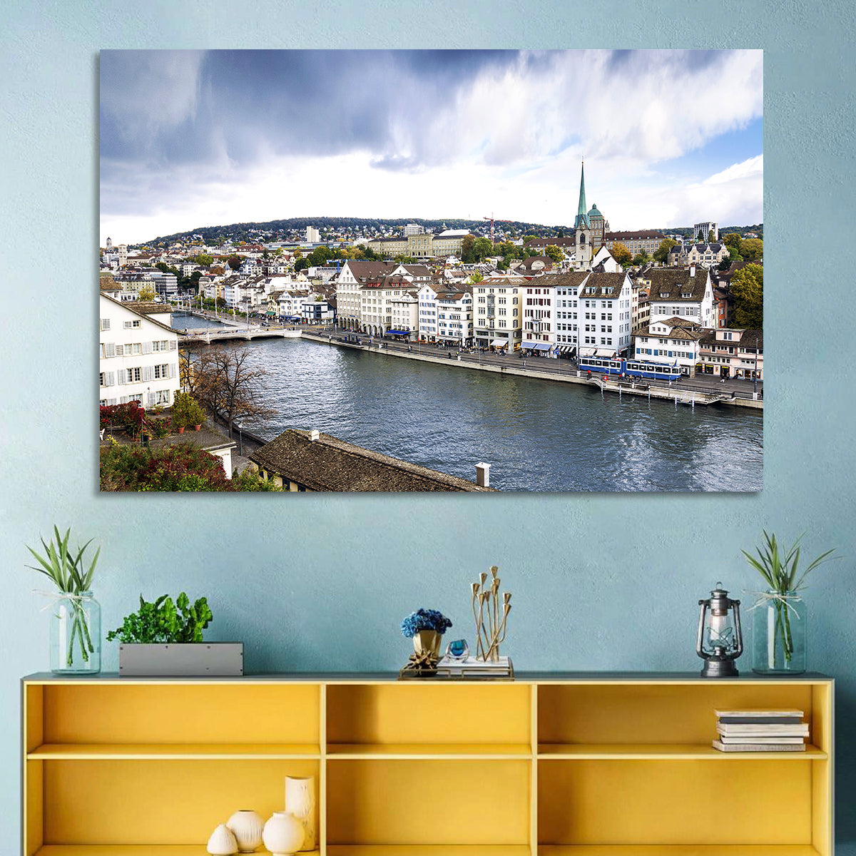 Limmat River at Fraumünster, Zurich Wall Art