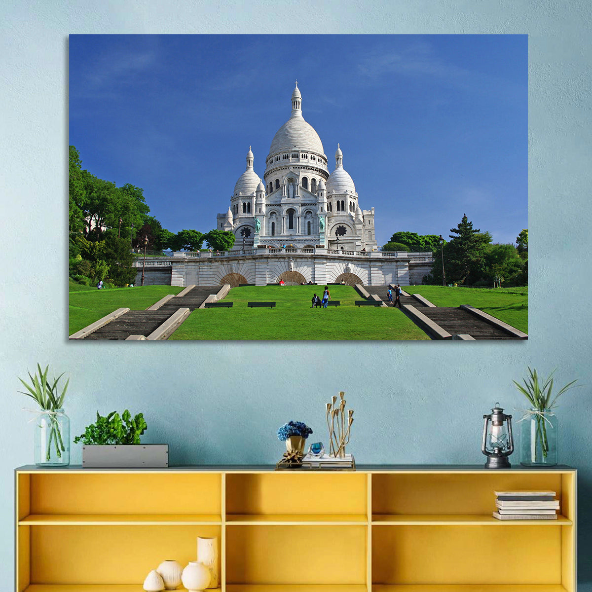 Sacre Coeur Basilica Steps, Paris Wall Art in a room, landscape
