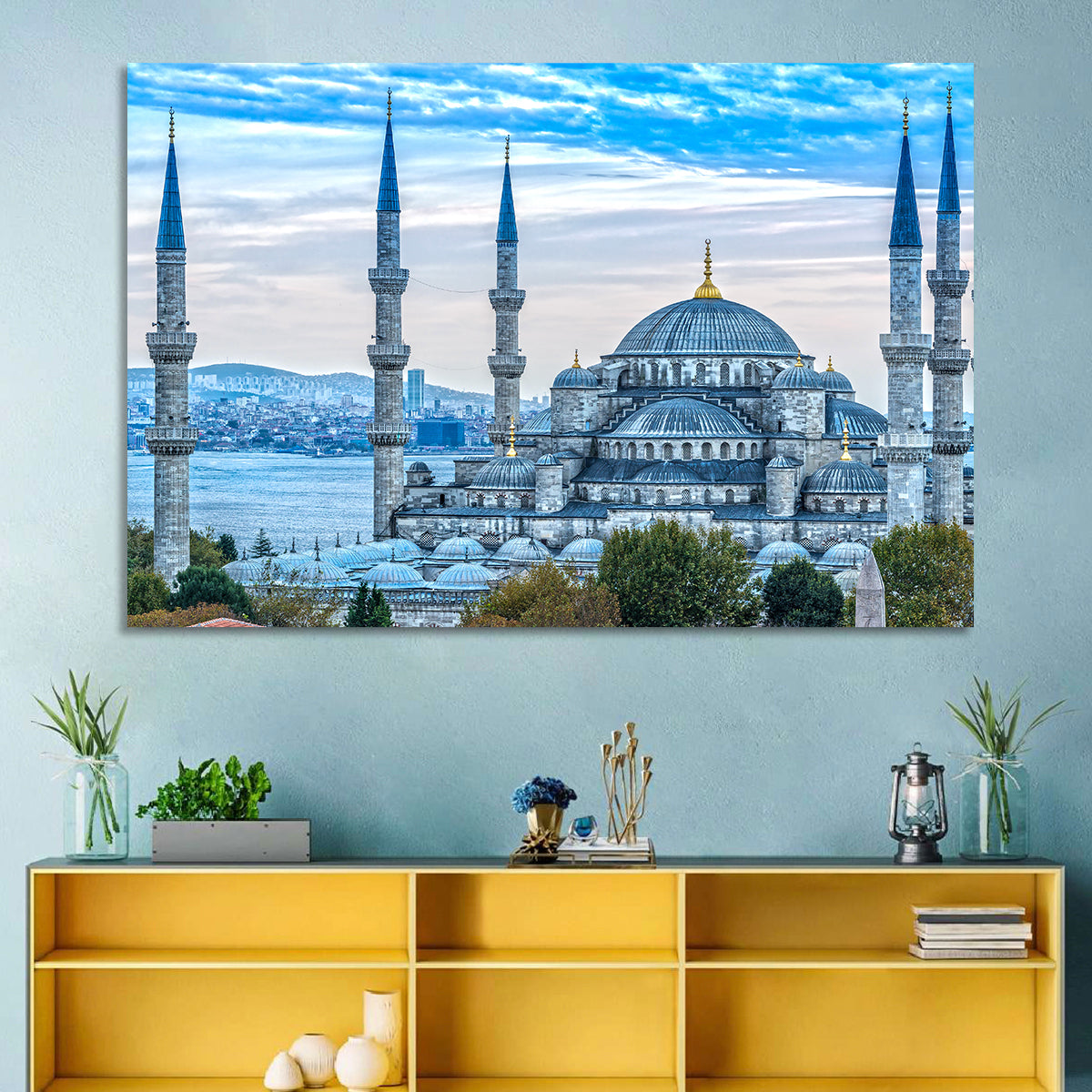 Blue Mosque Istanbul Wall Art in a room, landscape
