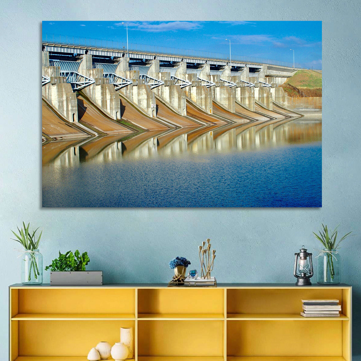 Lavon Dam Spillways Wall Art in a room, landscape